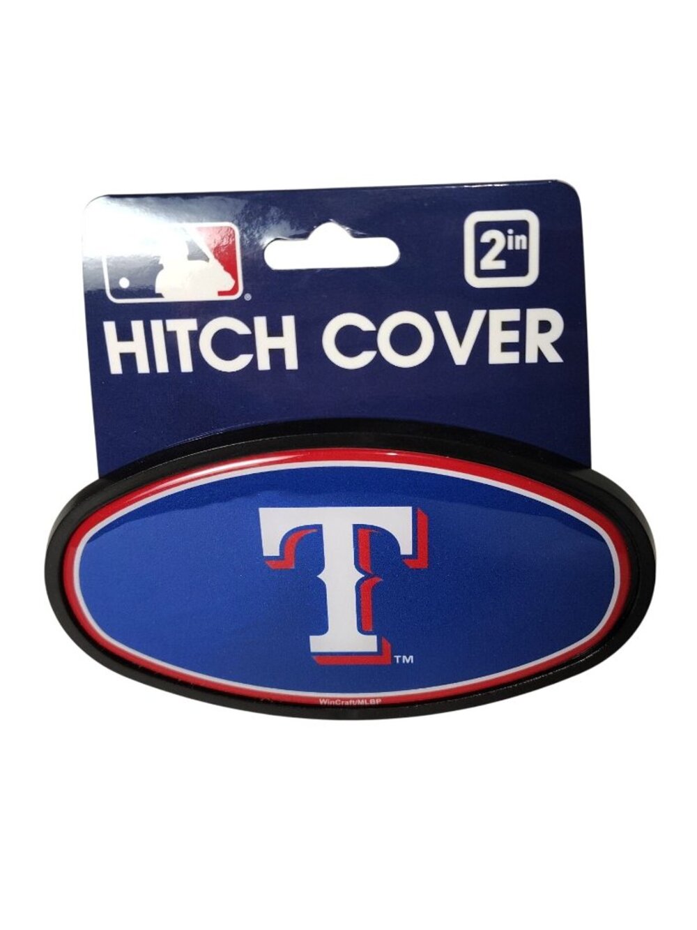 Texas Rangers MLB 2 inch Blue and Red Oval Design Hitch Cover By WinCraft